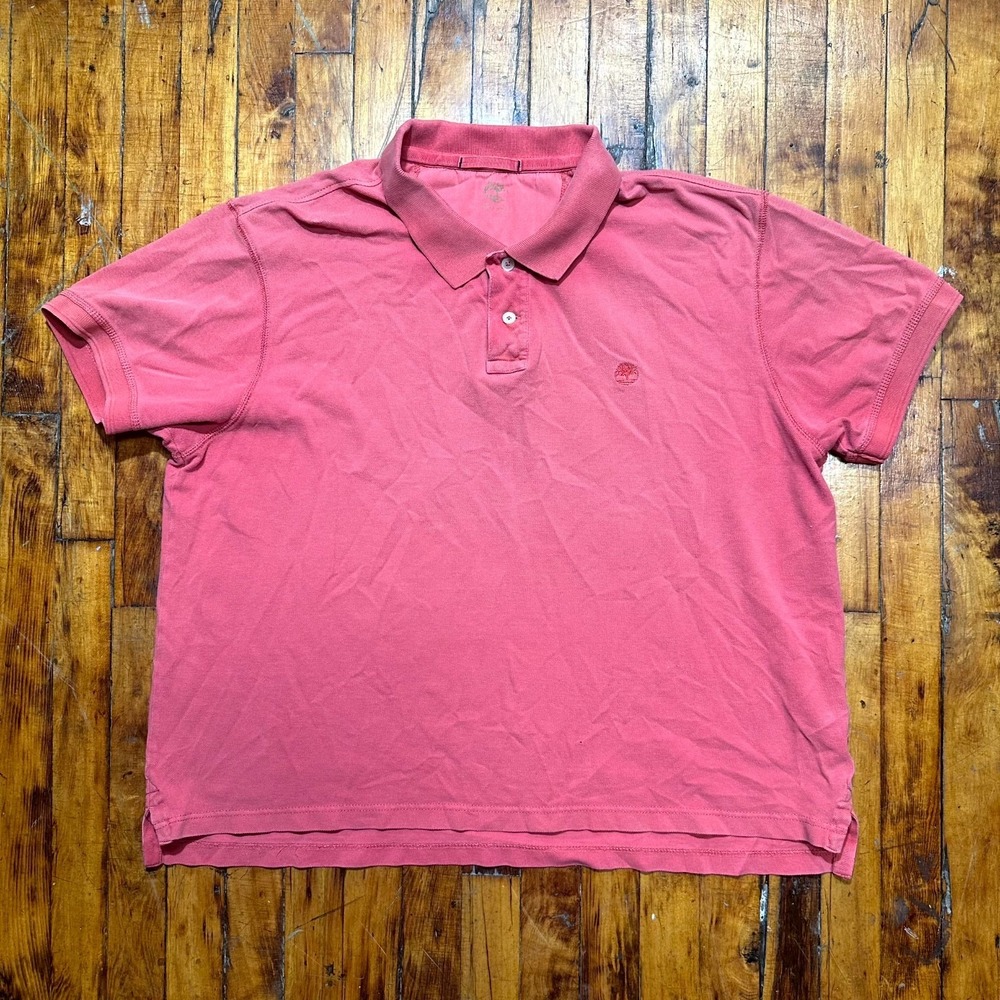 Timberland Polo Shirt Men's Pink Short Sleeve Embroidered Logo Golf Performance